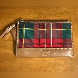 Coach Holiday Tartan Plaid Leather Coin Purse Christmas Wallet – Red Green Plaid